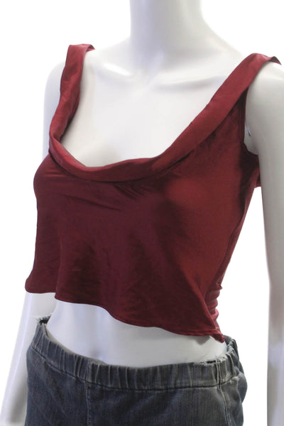 Lioness Women Cropped Cowl Neck Sleeveless Tank Red Size XS