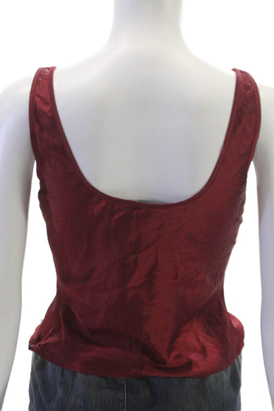 Lioness Women Cropped Cowl Neck Sleeveless Tank Red Size XS