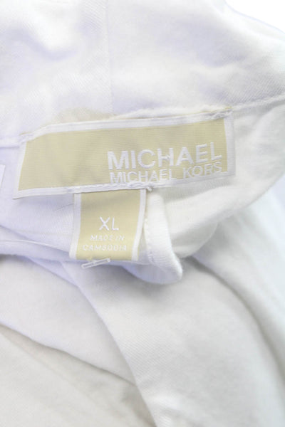 Michael Michael Kors Womens White V Neck Cotton 3/4 Sleeve Blouse Size XL