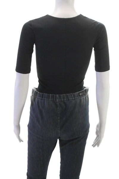 Everlane Womens Black Supima Cotton Crew Neck Short Sleeve T-Shirt Size 2XS