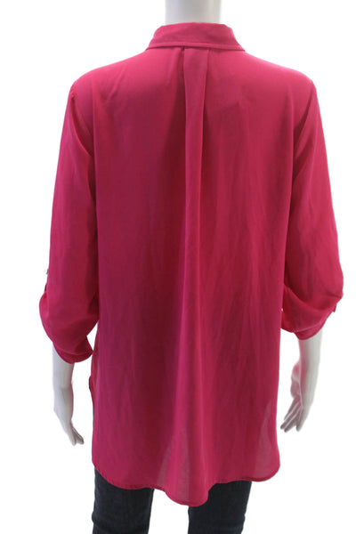 Michael Michael Kors Womens Collared Zip Tunic Pink 3/4 Sleeve Size M