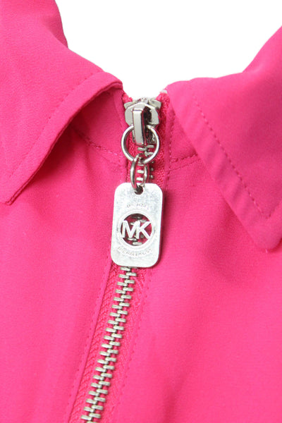 Michael Michael Kors Womens Collared Zip Tunic Pink 3/4 Sleeve Size M