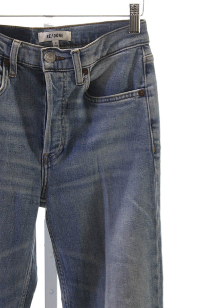 Re/Done Womens Straight Jeans Blue Cotton Blend Button Mid Rise Size 25