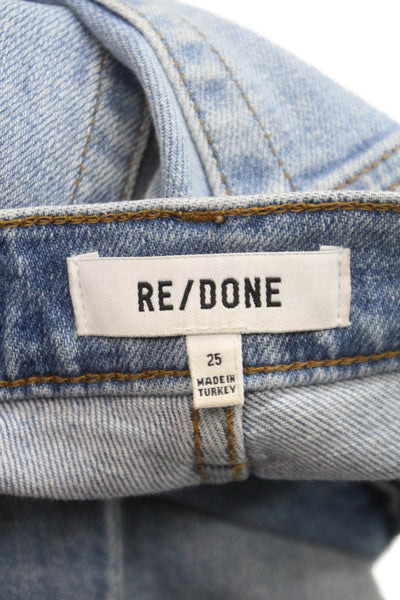 Re/Done Womens Straight Jeans Blue Cotton Blend Button Mid Rise Size 25