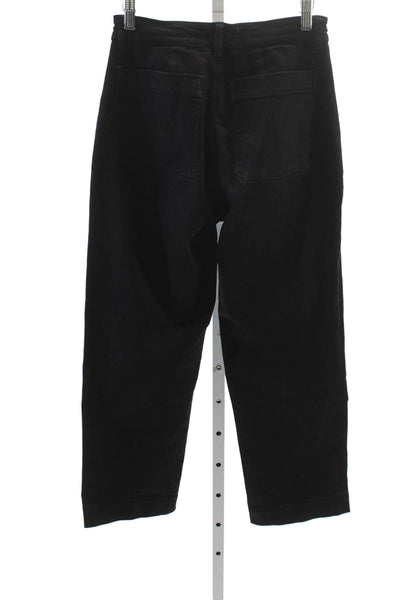 Everlane Womens Cropped Black Cotton Pants Button Closure Inseam 27 Size 0