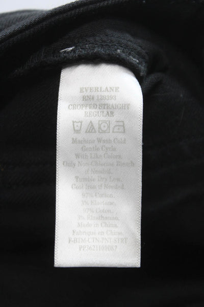 Everlane Womens Cropped Black Cotton Pants Button Closure Inseam 27 Size 0