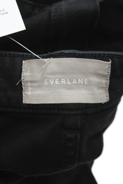 Everlane Womens Cropped Black Cotton Pants Button Closure Inseam 27 Size 0