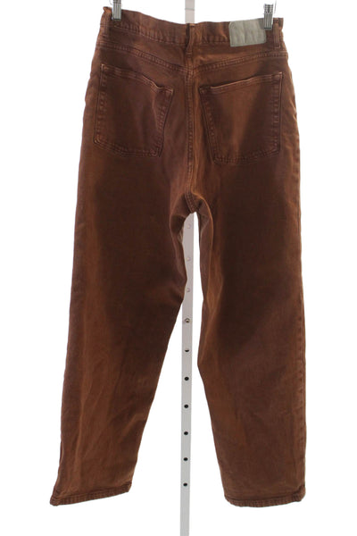 Everlane Womens Brown Straight Jeans High Rise Cotton Blend Tall Size 29