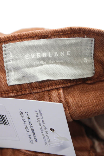 Everlane Womens Brown Straight Jeans High Rise Cotton Blend Tall Size 29