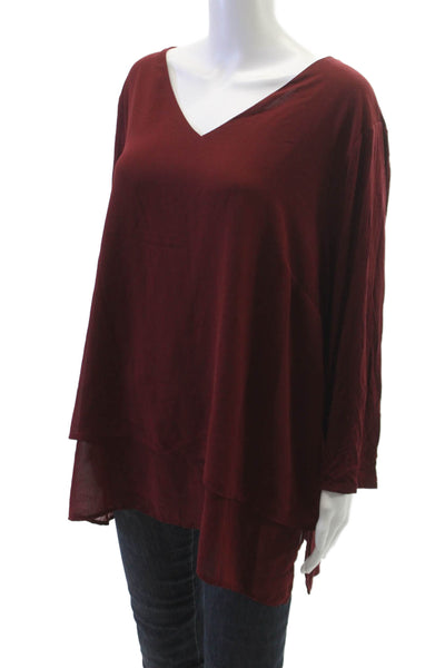 Michael Michael Kors Women Red V-Neck Tunic Blouse 3/4 Sleeve Polyester Size 2X