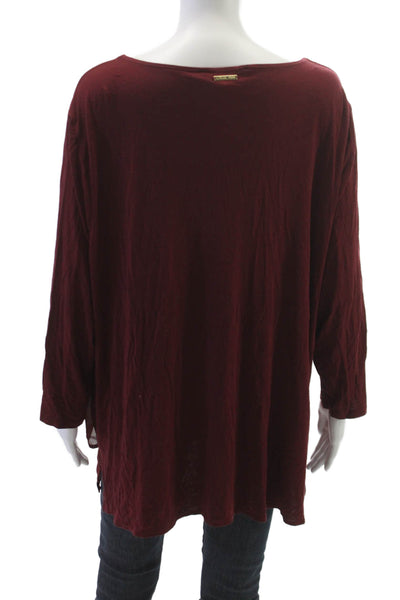 Michael Michael Kors Women Red V-Neck Tunic Blouse 3/4 Sleeve Polyester Size 2X