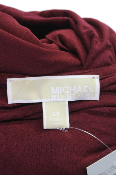 Michael Michael Kors Women Red V-Neck Tunic Blouse 3/4 Sleeve Polyester Size 2X