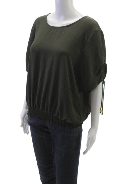 Michael Michael Kors Women Green Round Neck Short Sleeve Blouse Size XL