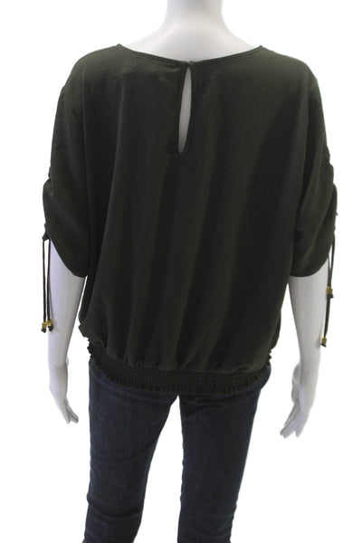 Michael Michael Kors Women Green Round Neck Short Sleeve Blouse Size XL