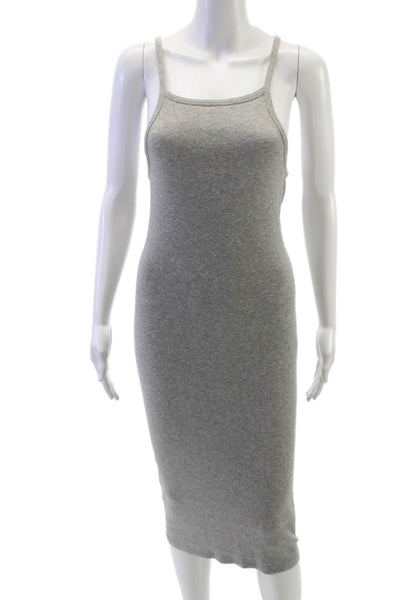 Everlane Women Pima Gray Sleeveless Square Neck Bodycon Dress Petite Size S