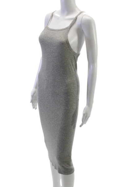 Everlane Women Pima Gray Sleeveless Square Neck Bodycon Dress Petite Size S