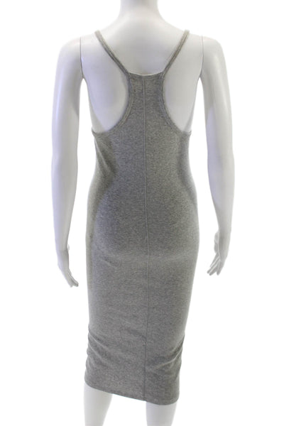 Everlane Women Pima Gray Sleeveless Square Neck Bodycon Dress Petite Size S