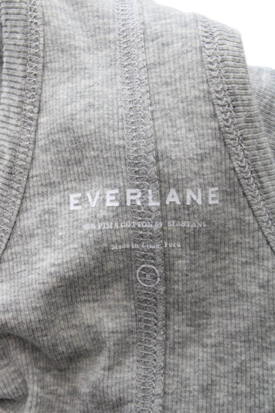 Everlane Women Pima Gray Sleeveless Square Neck Bodycon Dress Petite Size S
