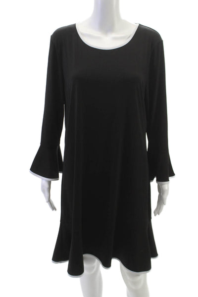 Michael Michael Kors Women Shift Dress Black Long Sleeve Round Neck Size XL