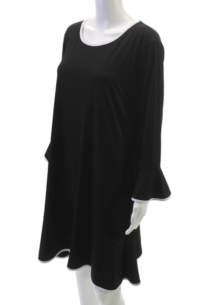 Michael Michael Kors Women Shift Dress Black Long Sleeve Round Neck Size XL