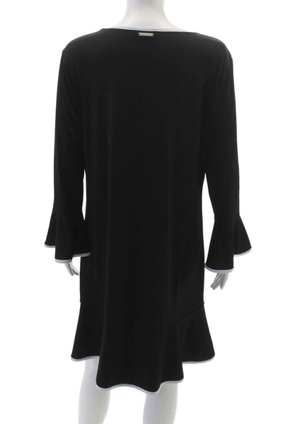 Michael Michael Kors Women Shift Dress Black Long Sleeve Round Neck Size XL