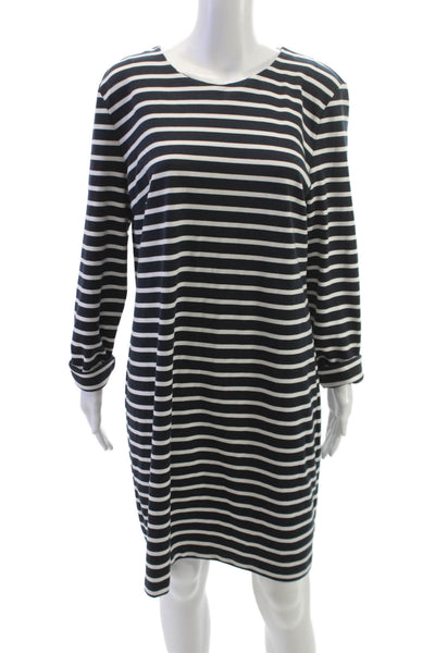 Michael Michael Kors Womens Shift Dress Black Long Sleeve Striped Size XL