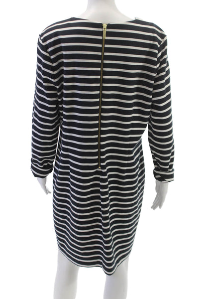 Michael Michael Kors Womens Shift Dress Black Long Sleeve Striped Size XL
