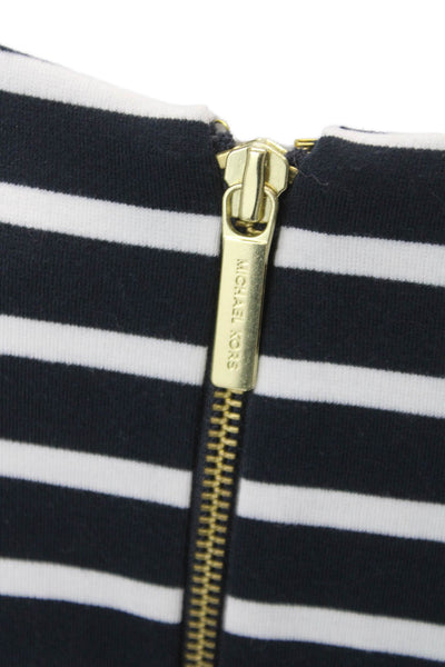 Michael Michael Kors Womens Shift Dress Black Long Sleeve Striped Size XL