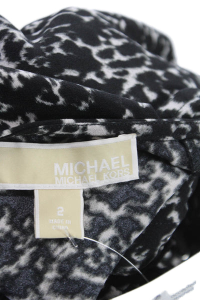 Michael Michael Kors Women Shift Dress Black Animal Print Sleeveless Size 2