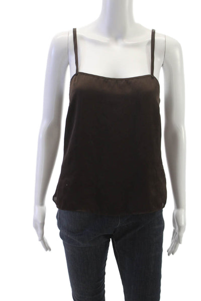 DR2 Women Brown Polyester Sleeveless Tank Solid Size XS