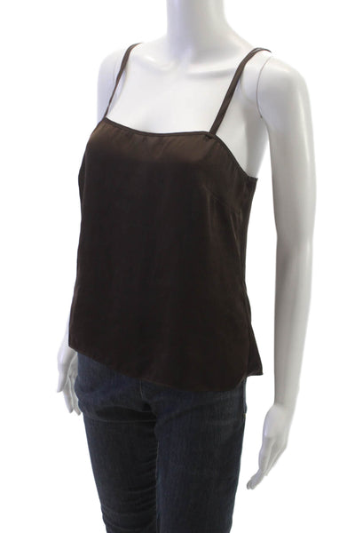 DR2 Women Brown Polyester Sleeveless Tank Solid Size XS