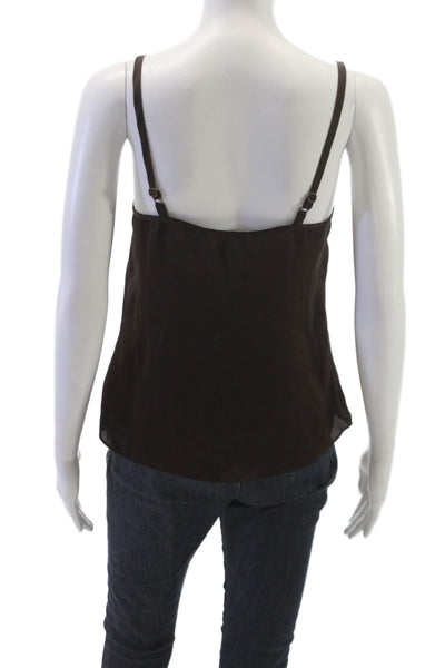 DR2 Women Brown Polyester Sleeveless Tank Solid Size XS