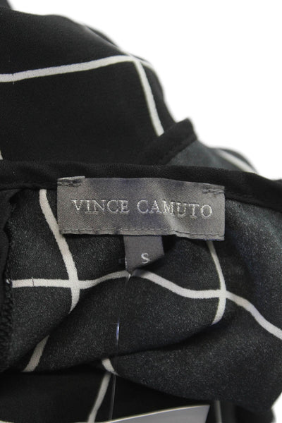 Vince Camuto Women Tunic Black Check Sleeveless Viscose Round Neck Button Size S