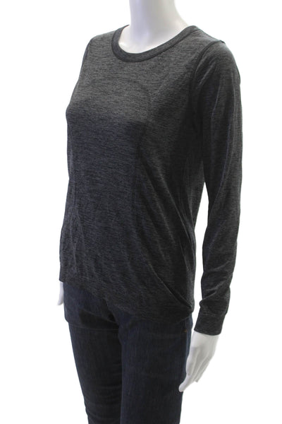 Lululemon Women Basic T Shirt Long Sleeve Crew Neck Gray Nylon Blend Size 8