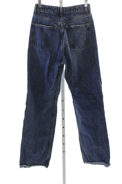Zara Womens Mom Jeans Blue Cotton Mid Rise Size 6