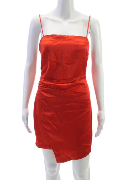 Zara Womens Bodycon Dress Red Square Neck Sleeveless Zip Size M