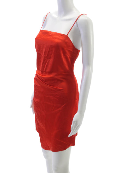 Zara Womens Bodycon Dress Red Square Neck Sleeveless Zip Size M