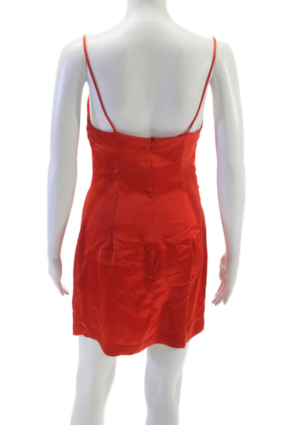 Zara Womens Bodycon Dress Red Square Neck Sleeveless Zip Size M