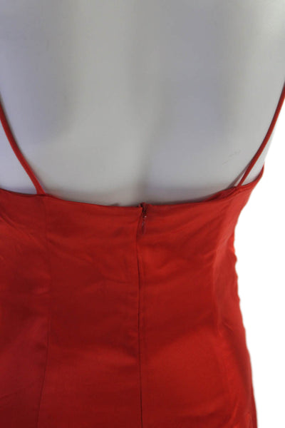 Zara Womens Bodycon Dress Red Square Neck Sleeveless Zip Size M