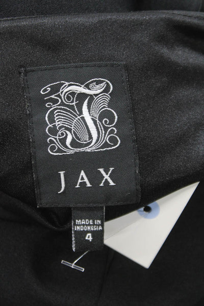 Jax Womens Black Asymmetrical Sheath Dress Short Sleeve Knee Length Size 4