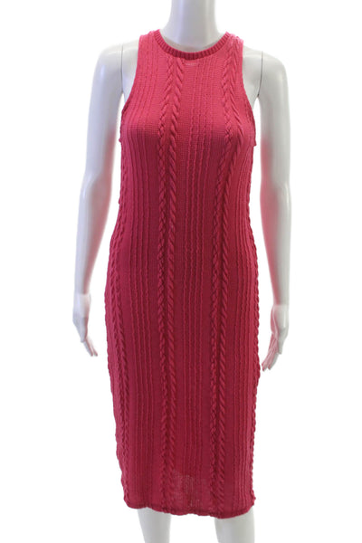 Zara Women Pink Bodycon Dress Sleeveless Crew Neck Cotton Blend Size S