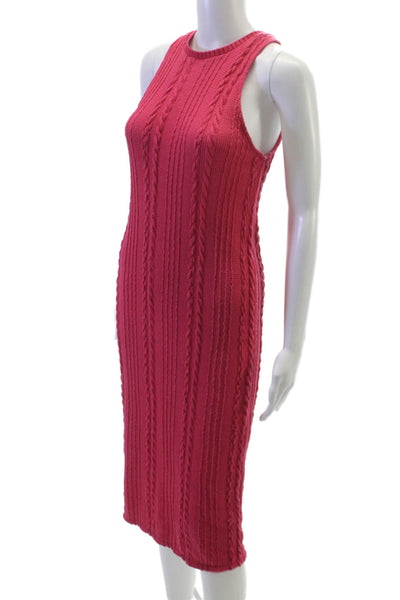 Zara Women Pink Bodycon Dress Sleeveless Crew Neck Cotton Blend Size S