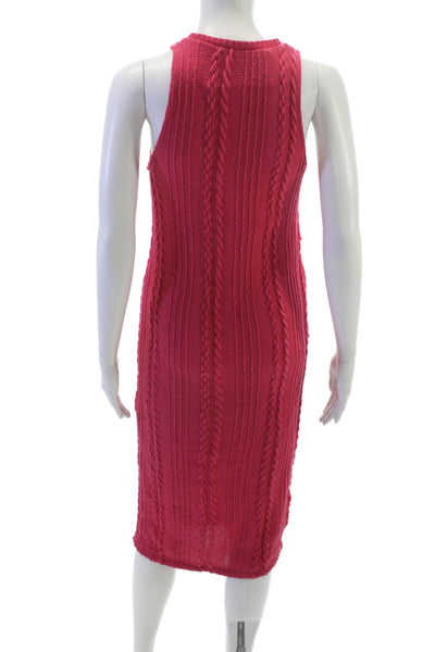 Zara Women Pink Bodycon Dress Sleeveless Crew Neck Cotton Blend Size S