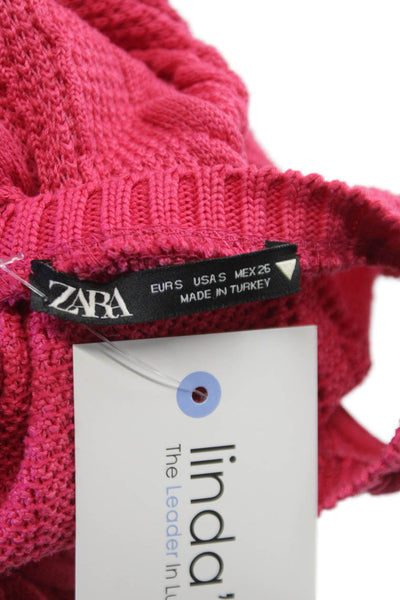 Zara Women Pink Bodycon Dress Sleeveless Crew Neck Cotton Blend Size S