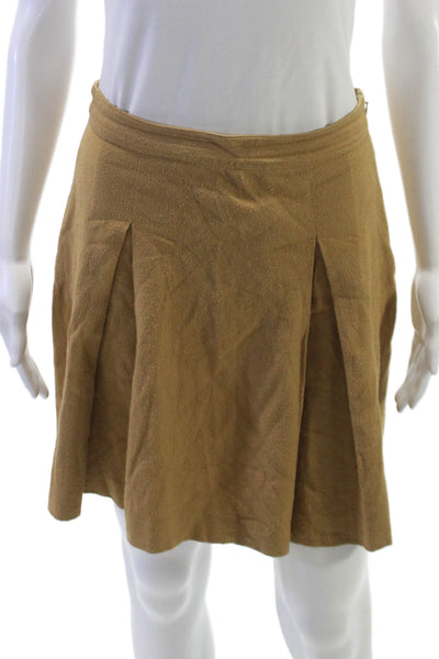 APC Womens Pleated Knee Length Skirt Brown Viscose Zip Size 34