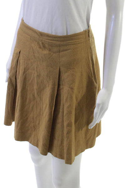 APC Womens Pleated Knee Length Skirt Brown Viscose Zip Size 34