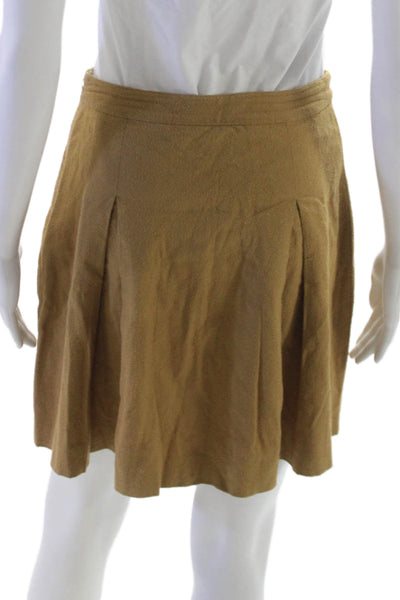 APC Womens Pleated Knee Length Skirt Brown Viscose Zip Size 34