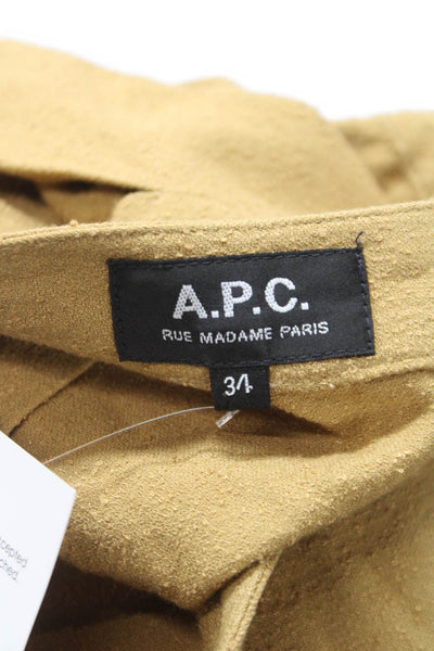 APC Womens Pleated Knee Length Skirt Brown Viscose Zip Size 34