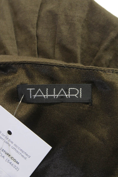 Tahari Women A-Line Skirt Brown Cotton Zip Knee Length Size L