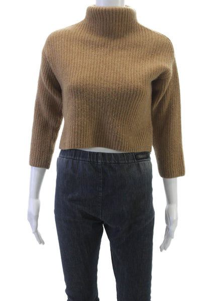 Everlane Womens Pullover Sweater Brown Wool High Neck 3/4 Sleeve Solid Size XS